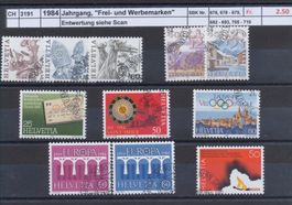1984 Jahrgang, "Frei- und Werbemarken" gestempelt