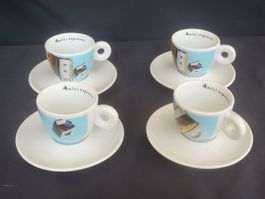 AMICI Espress Tasse Teller  4er Set Porzellan Sammler Tassen
