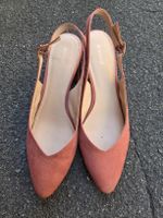 Coral Pink Suede Slingback Heels - Size 40 - Graceland