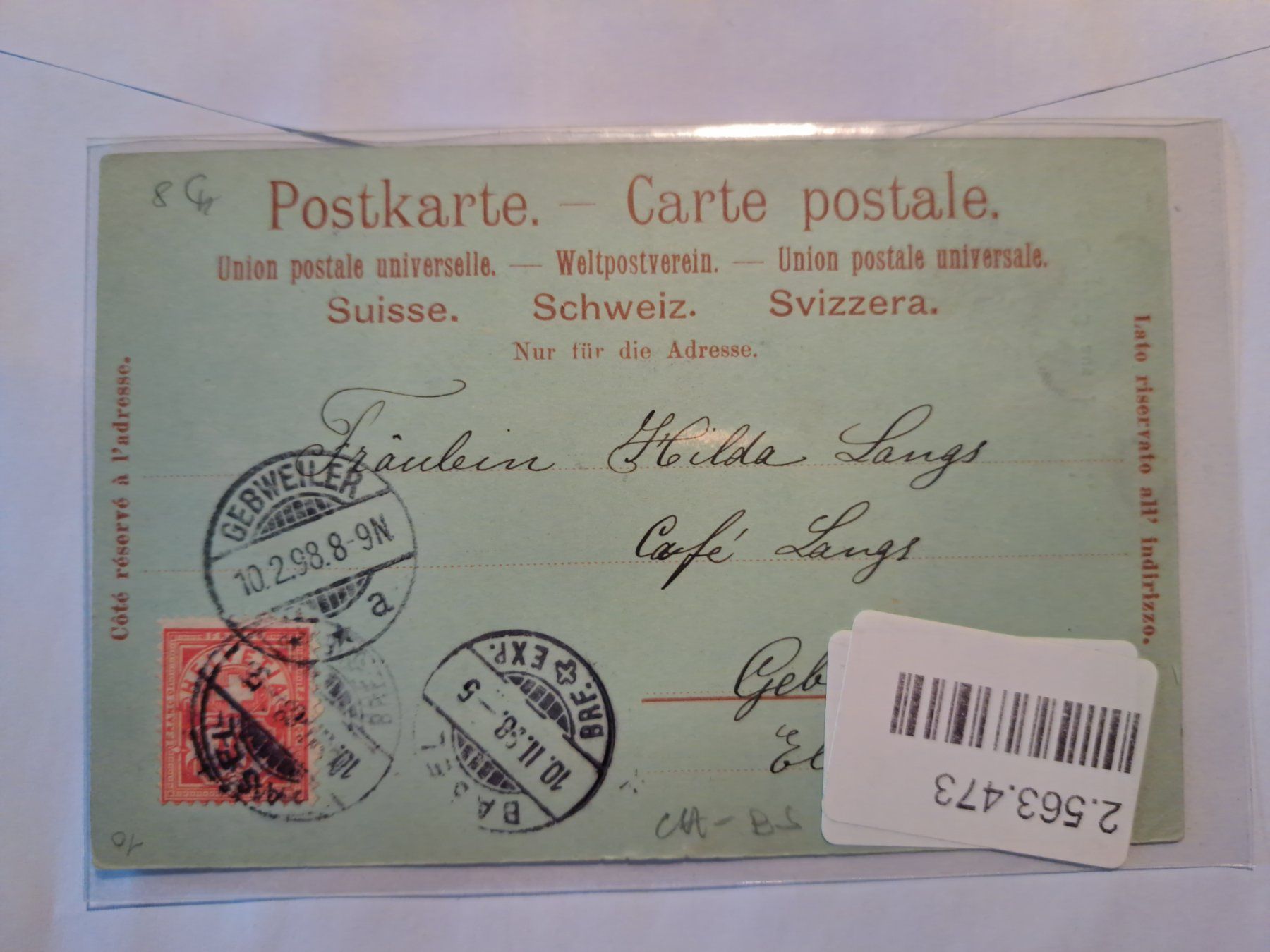 Ansichtskarten: Ancienne CP Basel - St. Johannsthor 1898 – Gebraucht aus Pailly von jme99 1