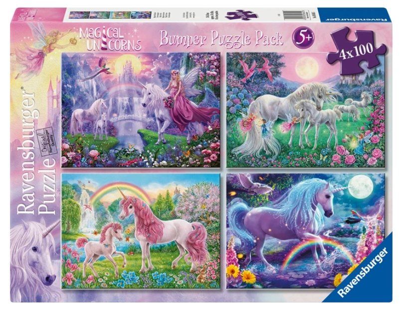 Ravensburger Puzzle: Ravensburger Puzzle 4 x 100 Teile Einhörner – Nuovo e nell'imballaggio originale da Oensingen venduto da Liquidations-Shop