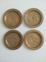 4er Set Vintage Messing Untersetzer handgeprägt 9.5 cm
