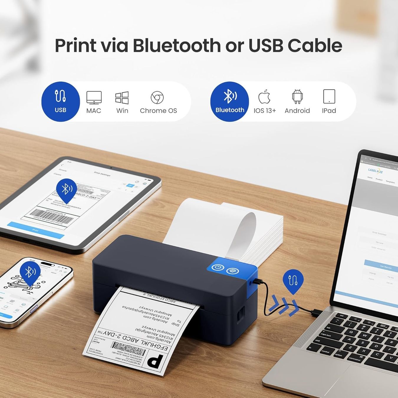 Stampanti: Bluetooth Thermo Etikettendrucker 4x6 Versandetiketten – Nuovo e nell'imballaggio originale da Suhr venduto da SchnapperCH 1