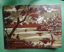 Vintage Bild Angler Boot Vietnam 1950