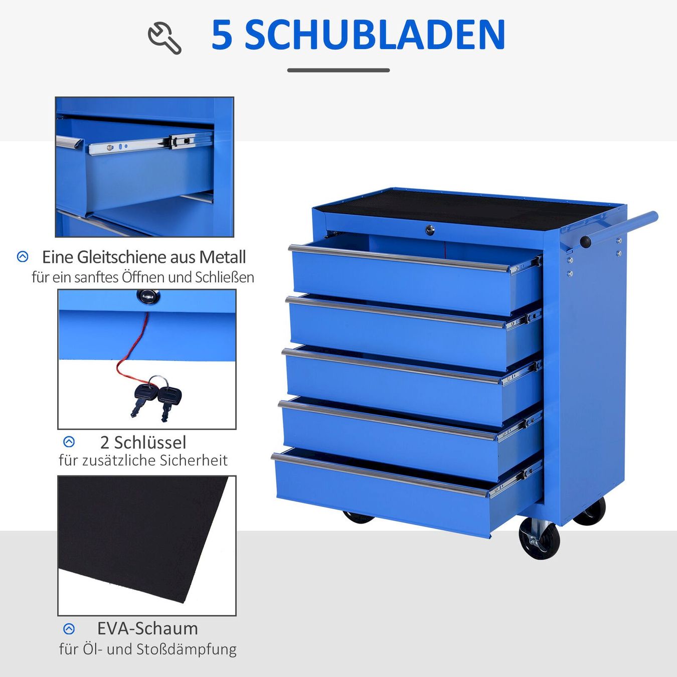 Tutti gli attrezzi: Werkstattwagen mit 5 Schubladen Blau – Nuovo e nell'imballaggio originale da Bottighofen venduto da zaap 4