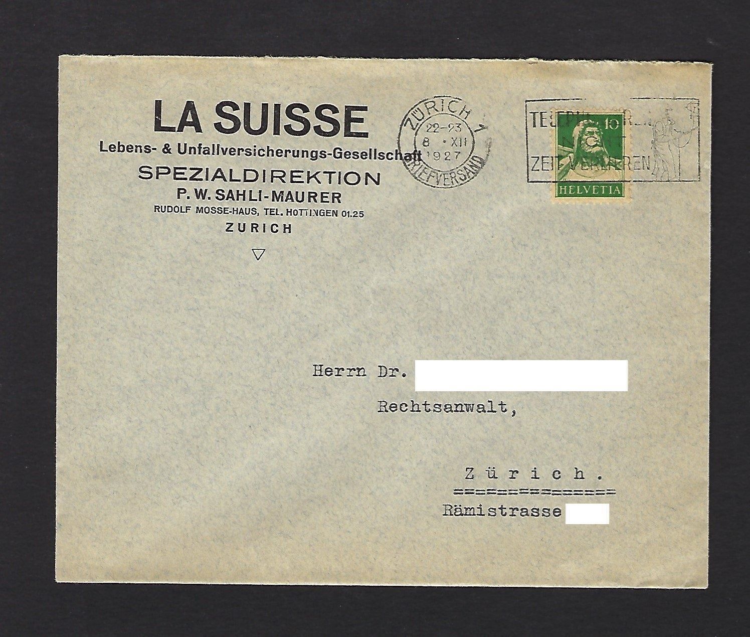 Alle Briefmarken: 10 Rp., Briefumschlag – Gebraucht aus Luzern von Einh0rn