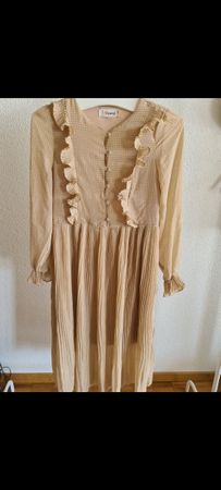 Chiffon Kleid mit Volants gepunktet Gr. 36/S Top!