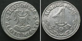 POLAND, Zlotoryja (Goldberg). Token 1 Zlota ND (1950s), Alu