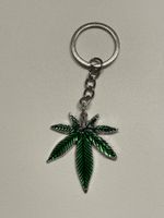 Hanfblatt Schlüsselanhänger 9cm Marihuana silber/grün