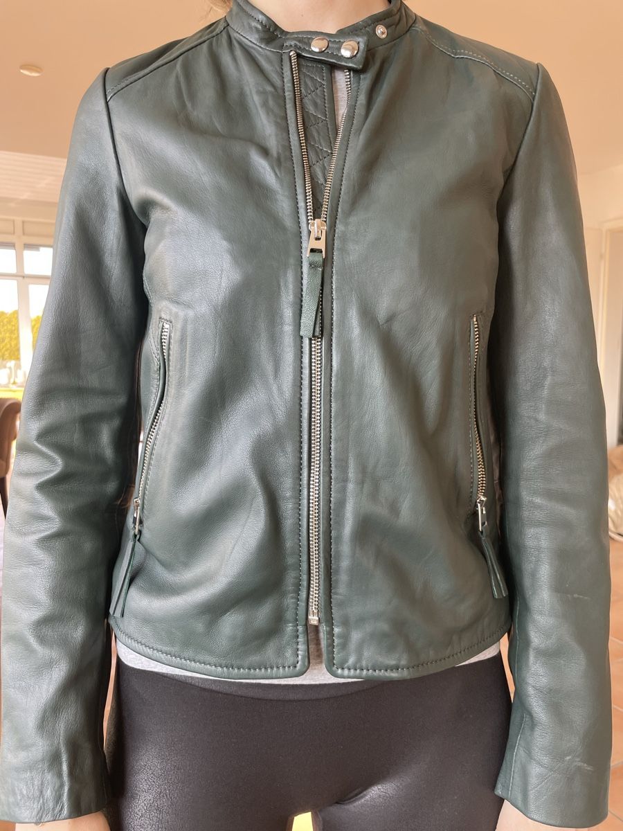 Mango Giacche: Mango Lederjacke grün Grösse S Frühling – Usato da Kilchberg ZH venduto da wolken03 3