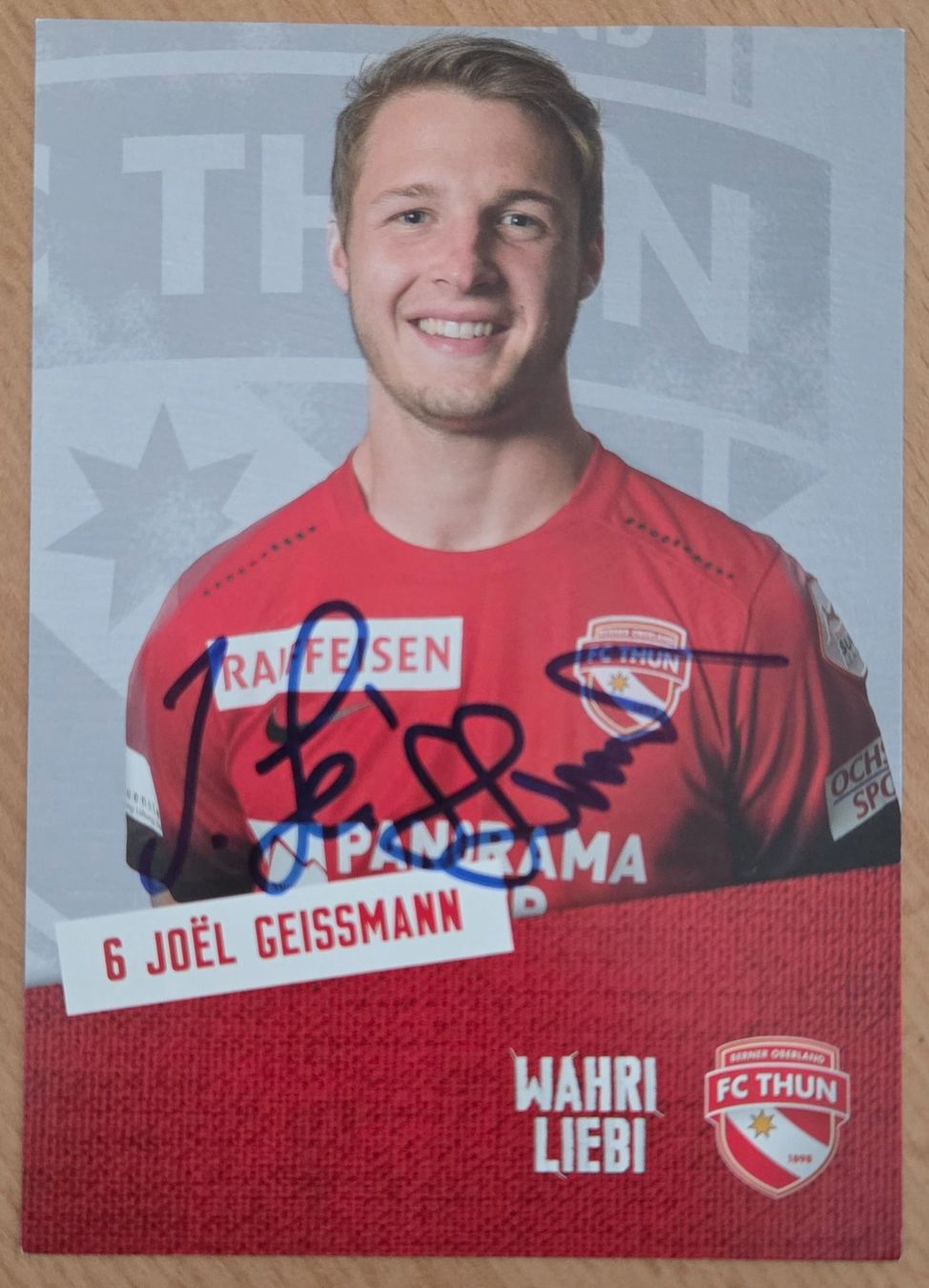 Autografi: FC Thun Autogrammkarte Joel Geissmann. Original unterschrieb – Usato da Möriken AG venduto da Mavo