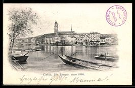 AK Zürich, Die Limmat anno 1880