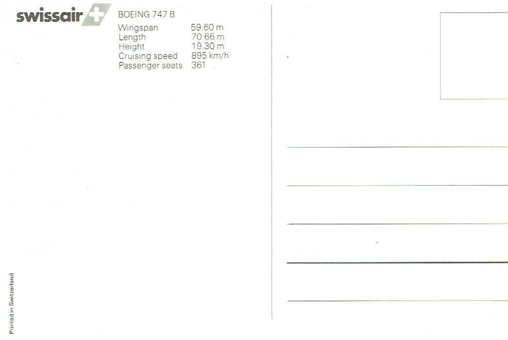 Cartoline postali: Swissair Boeing 747 B – Usato da Flims - Dorf venduto da Stagediver 1