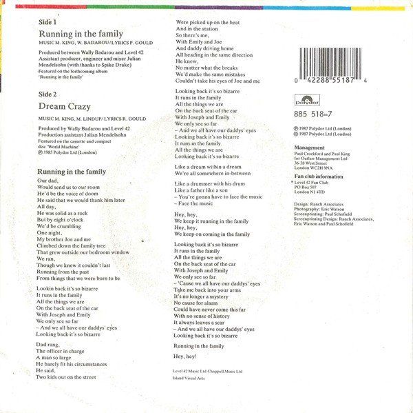 Schallplatten: Level 42: Running In The Family 7" – Gebraucht aus Steinhausen von Vilivinili 1
