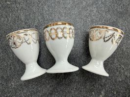 3 antike Eierbecher mit Goldrand, Porzellan gold Eier Ostern