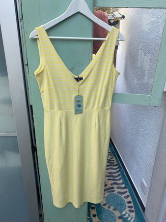 King Louie Kleid Gr. M Sommerkleid Breton Stripe gelb-weiss 