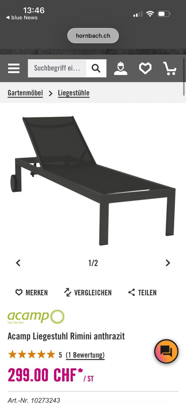 Liegen & Liegestühle: Liegestuhl Rimini anthrazit rollbar Acamp – Gebraucht aus Buchrain von Fabs279 3