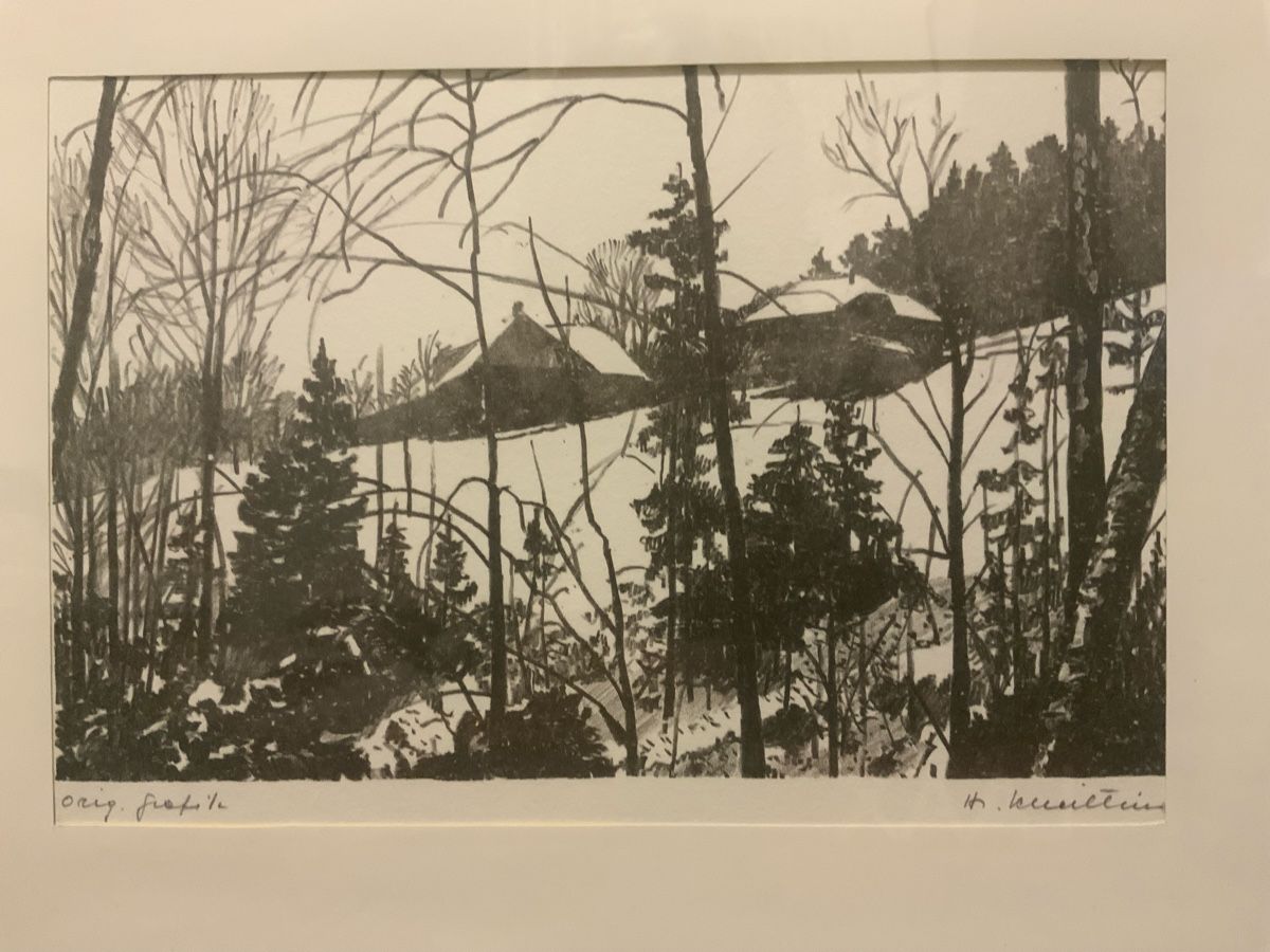 Poster & Bilder: Originale Winter-Radierung von H. Scheitlin, gerahmt – Gebraucht aus Zollikon von Moira55 1