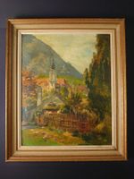 Gemälde Dorf mit Kirche in den Bergen