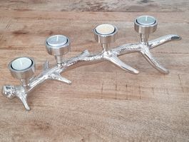 Kerzenhalter, Hirsch Geweih Metall Deko Herbst Weihnachten