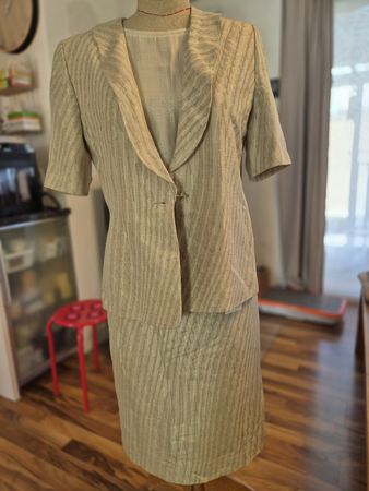 Roberto Quaglia Kostüm Gr. 40, beige gestreift, Sommer