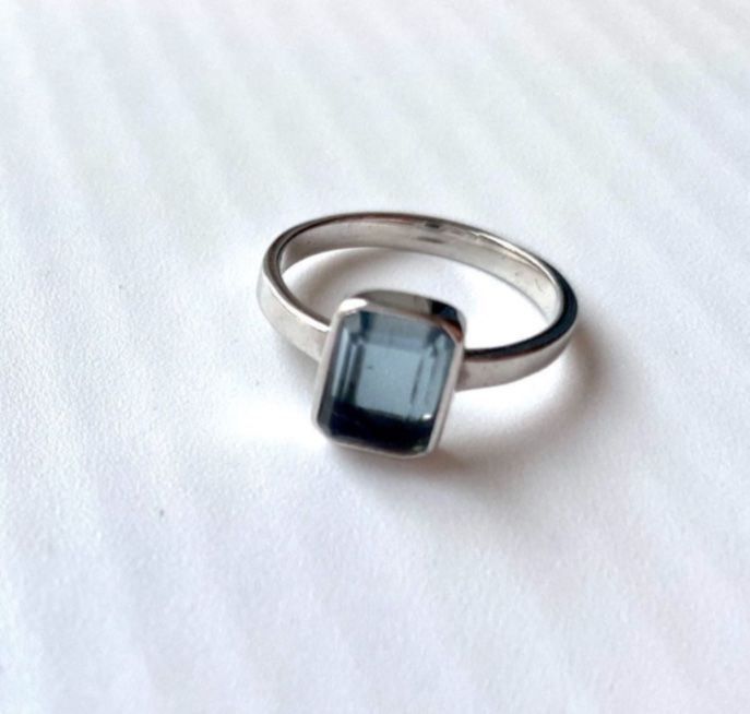 Anelli: Ring blau eckig 925 Silber rechteckig Klassiker Stapelring54 – Nuovo (secondo la descrizione) da Zürich venduto da goldfisch.schmuck 6