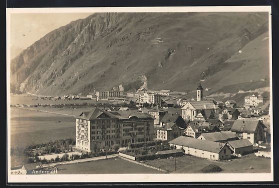 Cartoline postali: AK Andermatt, Teilansicht mit Berghang – Usato da Berlin venduto da bartko-reher