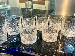 BOHEMIA 8 VINTAGE BLEIKRISTALL WHISKYGLÄSER 70-ER, TOP