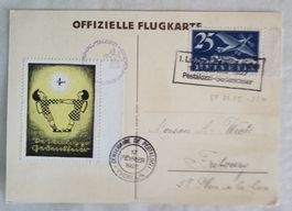 JB43) 1927 Flugpostbrief mit Vignette Orginalkarte Lp