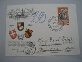 Philatelisten Karte Bern 1940 gelaufen