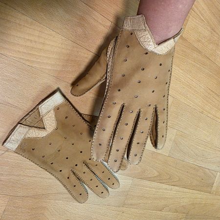 Vintage Lederhandschuhe, hellbraun, Grösse M, Top Zustand