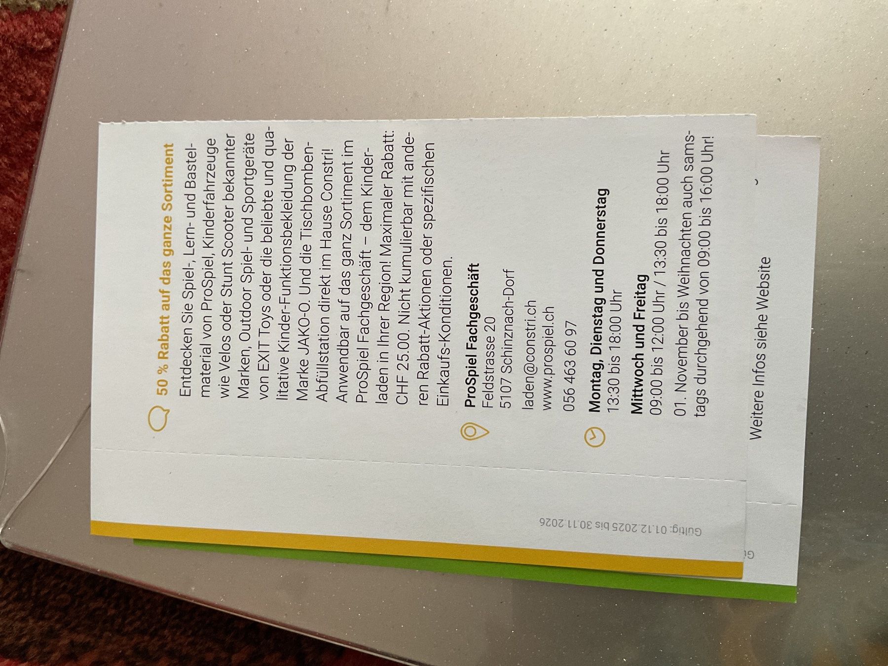 Buoni: Trois bons rabais à Schinznach-Dorf – Nuovo (secondo la descrizione) da Düdingen venduto da Yellow 2