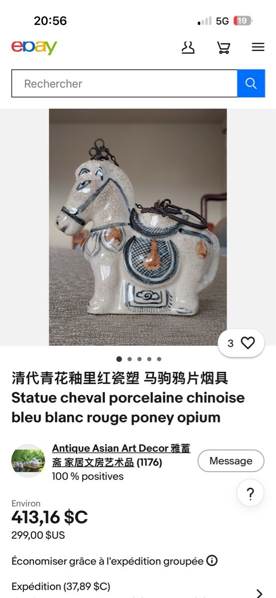 Statuette: CHEVAL, PIPE À OPIUM CHINOISE – Usato da Genève venduto da ati_tj8f 5