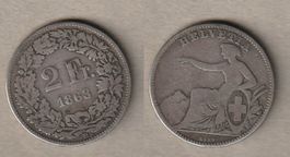 2 Franken 1863 Sitzende Helvetia