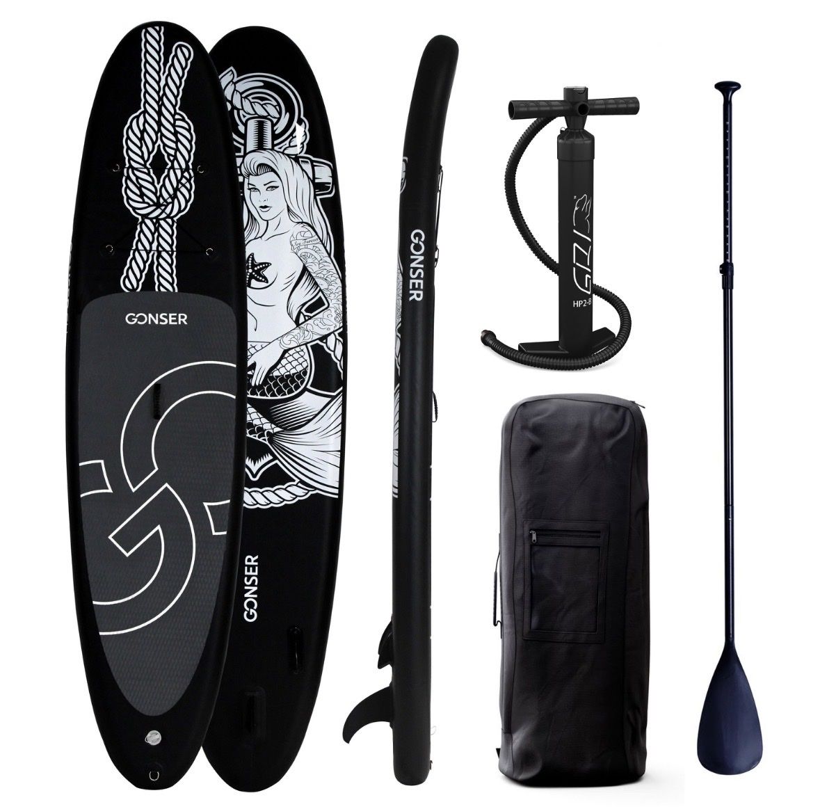 Gonser Tavole da surf e di nuoto: Stand Up Paddle Set schwarz/weiss, neuwertig – Nuovo e nell'imballaggio originale da Busswil BE venduto da saaschaa__