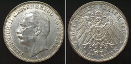 BADEN 3 Mark 1910 G, FRIEDRICH II. Silber ERHALTUNG! vz-st