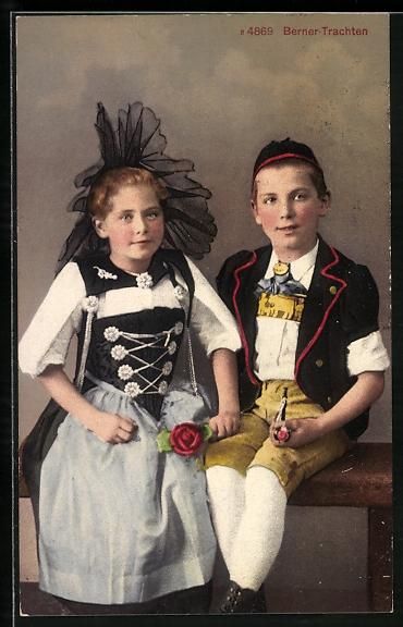 Ansichtskarten: Zwei Kinder in Berner Tracht, Junge mit  – Gebraucht aus Berlin von bartko-reher