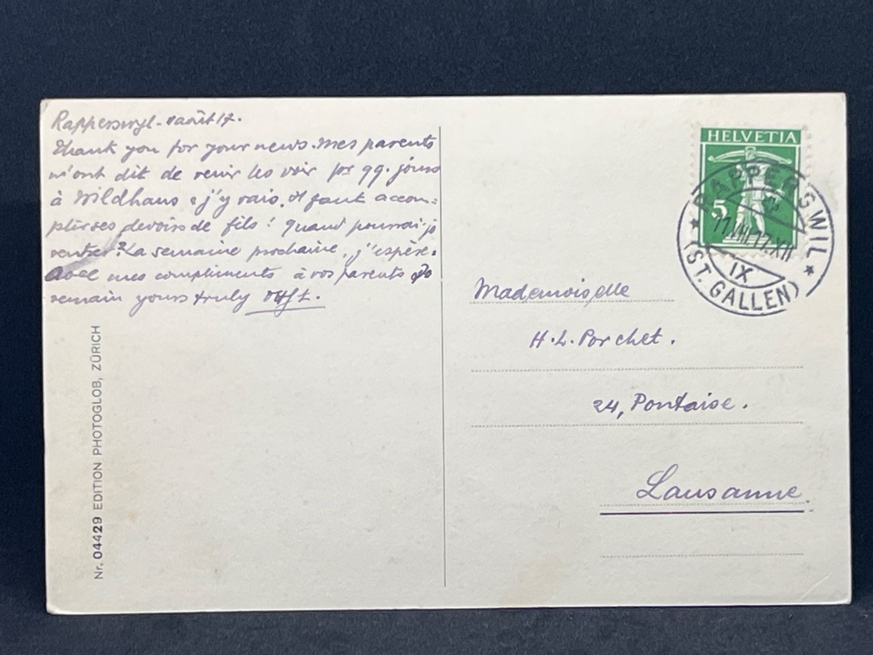 Cartoline postali: Rapperswil – Usato da Widnau venduto da Brusi9 1