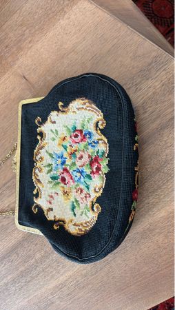 Vintage Gobelin Handtasche mit Blumenmuster, Top Zustand!