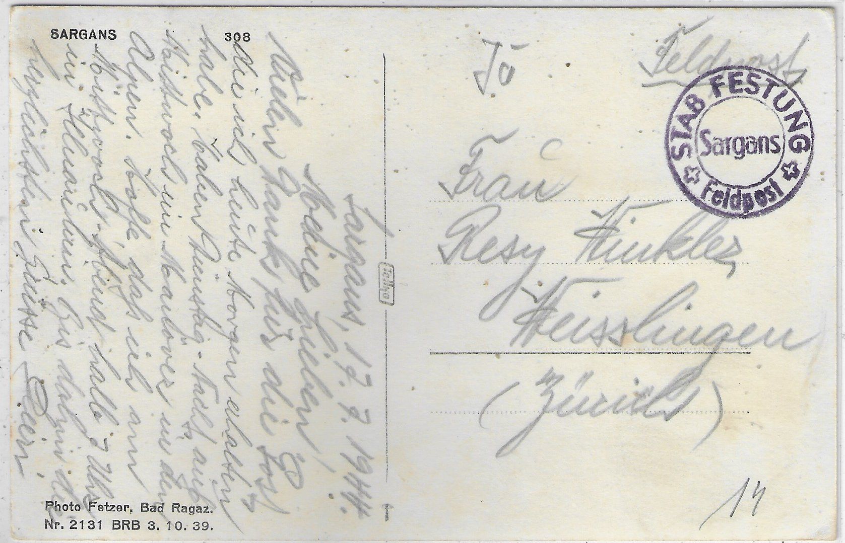 Cartoline postali: Sargans - Generalansicht – Usato da Ettingen venduto da Kartenplanet 1