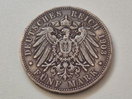 🇩🇪 Kaiserreich 5 Mark 1903 A Silver