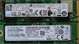 2x SSD NVMe 512GB Intel Samsung gebraucht