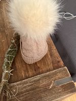 Strickmütze beige mit Bommel, Neuwertig🥶