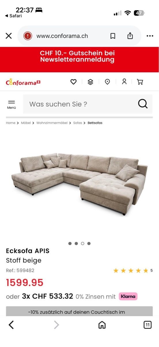 Conforama Sofas: Ecksofa Apis Beige – D'occasion à eglisau par schmied1992 1