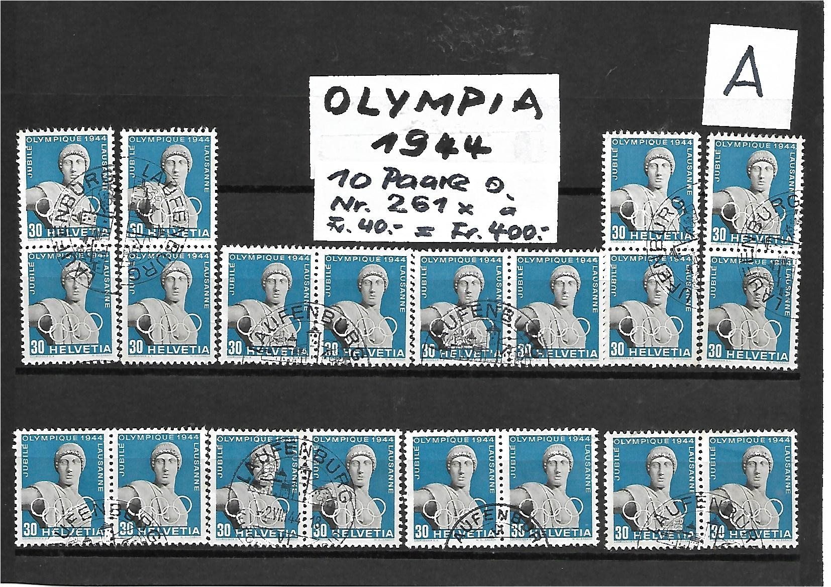 Alle Briefmarken: 1944 : Olympia ; interessante Komposition – Gebraucht aus Reinach BL von eiche419