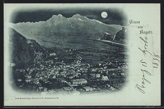 Cartoline postali: Mondschein-AK Ragatz, Teilansicht mit Be – Usato da Berlin venduto da bartko-reher