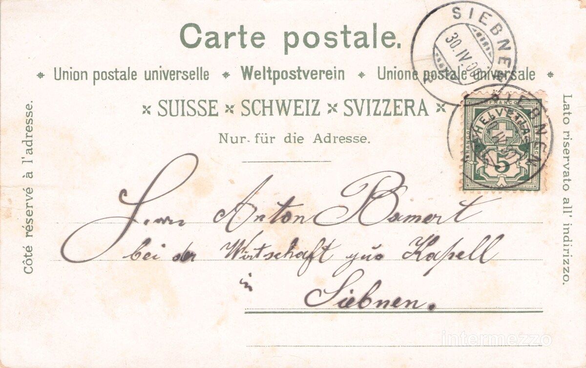 Ansichtskarten: Gotthard // 1900 Litho Chocolat Maestrani Hospice – Gebraucht aus Basel von intermezzo12 1
