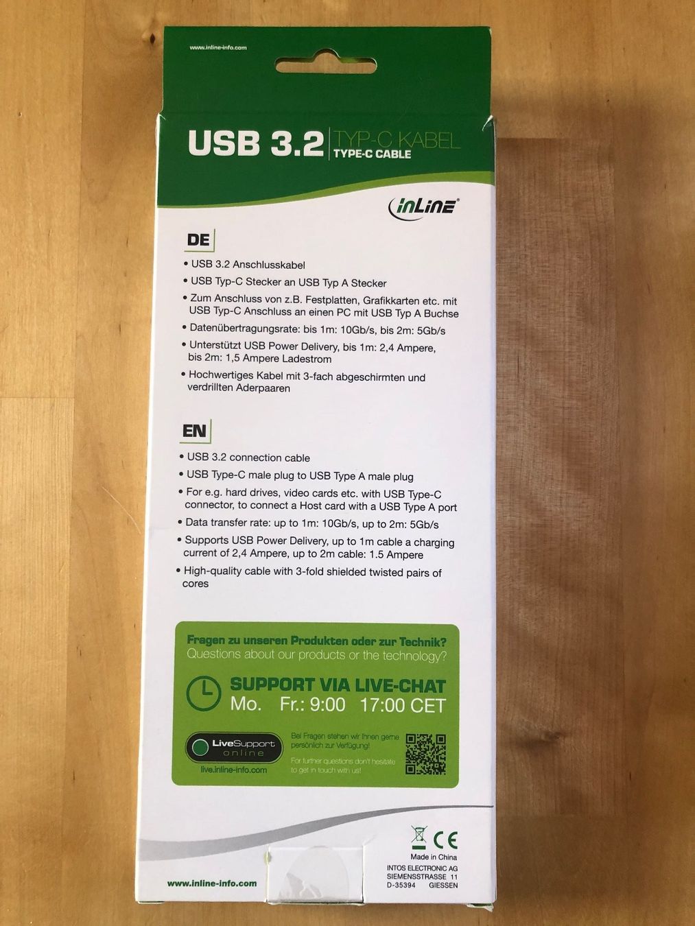 Cavi: INLINE USB 3.2 Typ-C Kabel Câble USB C - USB A 1.5m Garantie – Nuovo e nell'imballaggio originale da St-Aubin FR venduto da Tiweety 1