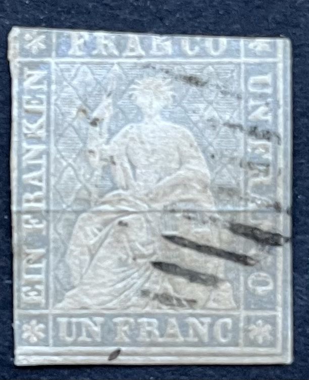 Alle Briefmarken: Strubel 27C Obl. Cat. 1300.- CHF  – Gebraucht aus Sottens von thigroux