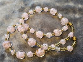 Vintage Rosa Murano Glas Halskette Collier